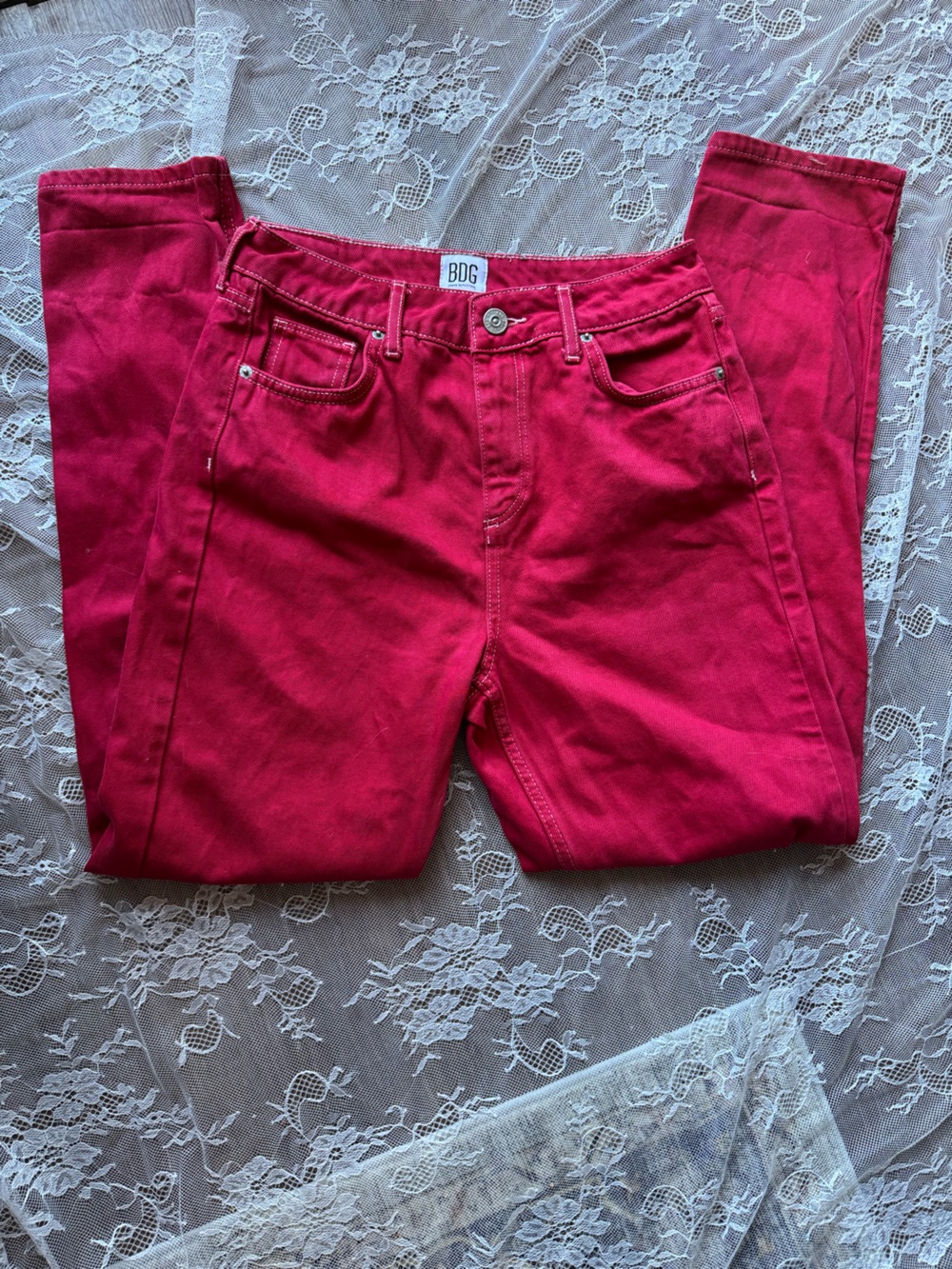 BDG High-Rise Jeans in Vibrant Red